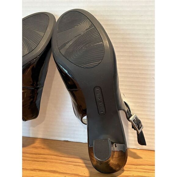 Laura Ashley Heels Womens 7M Faith Casual Slingback Pumps Black Faux Leather - Picture 11 of 11